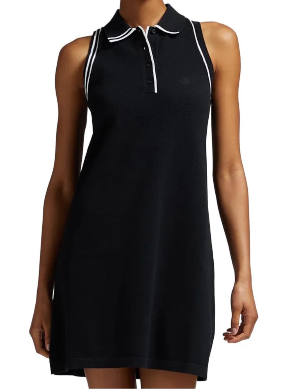 G/Fore Ladies Fully Fashioned Cotton Pique Sleeveless Polo Dress Onyx NWT